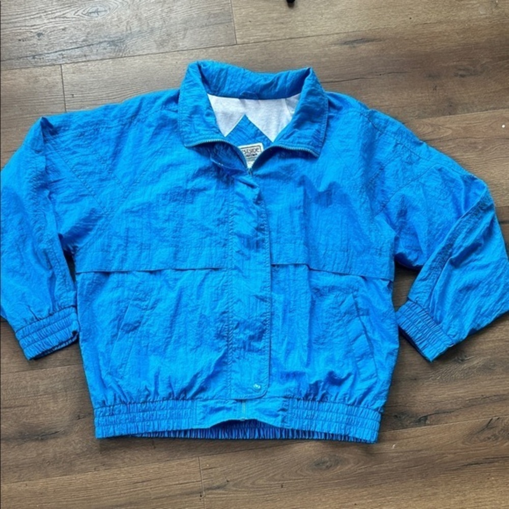 West side Connection vintage Vibrant Blue Windbreaker Jacket ! Large